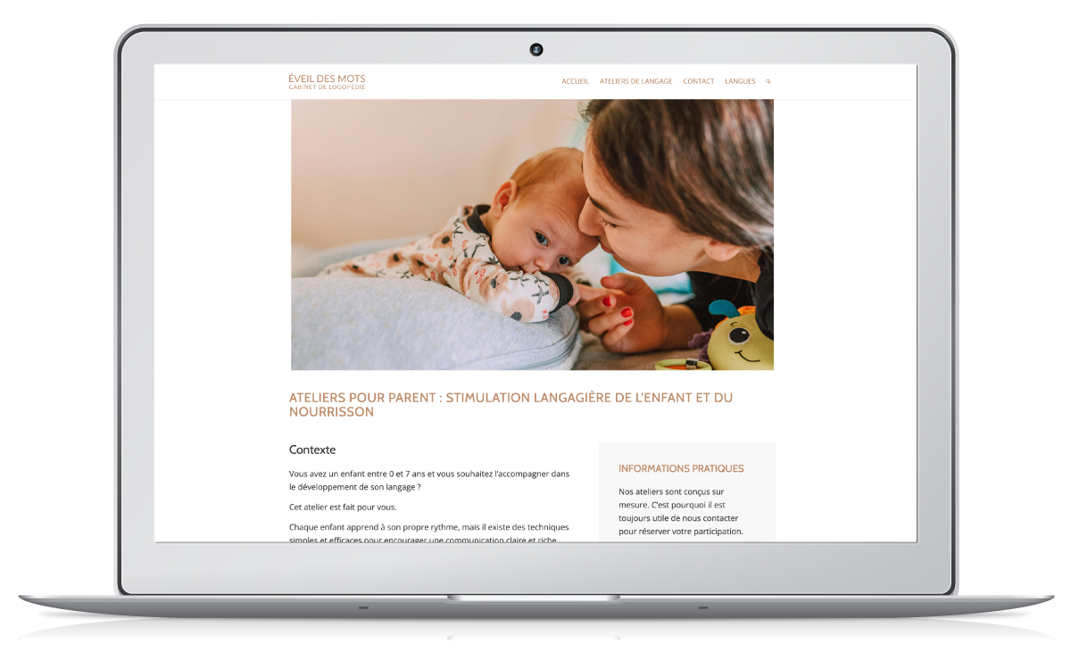 Création du site web et référencement d'un cabinet de logopédie.