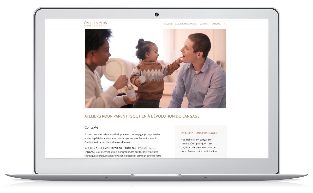 Création du site web et référencement d'un cabinet de logopédie.
